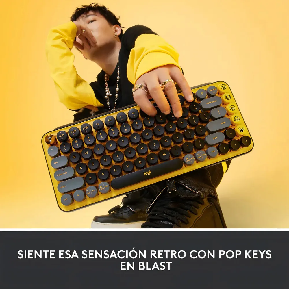 Teclado Mecanico Logitech Pop Keys Amarillo Español Blast Español Latinoamérica - Imagen 2