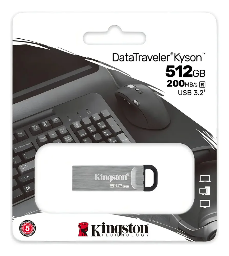 Pendrive Kingston Datatraveler Kyson 512gb Usb 3.2 Plata Liso - Imagen 3
